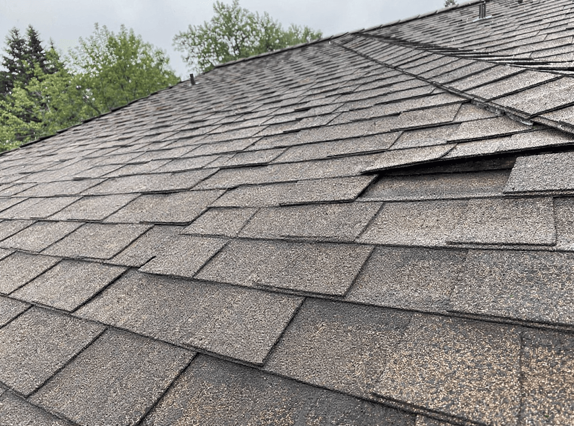 The same asphalt shingle roof clean and even after a Brisk soft wash
