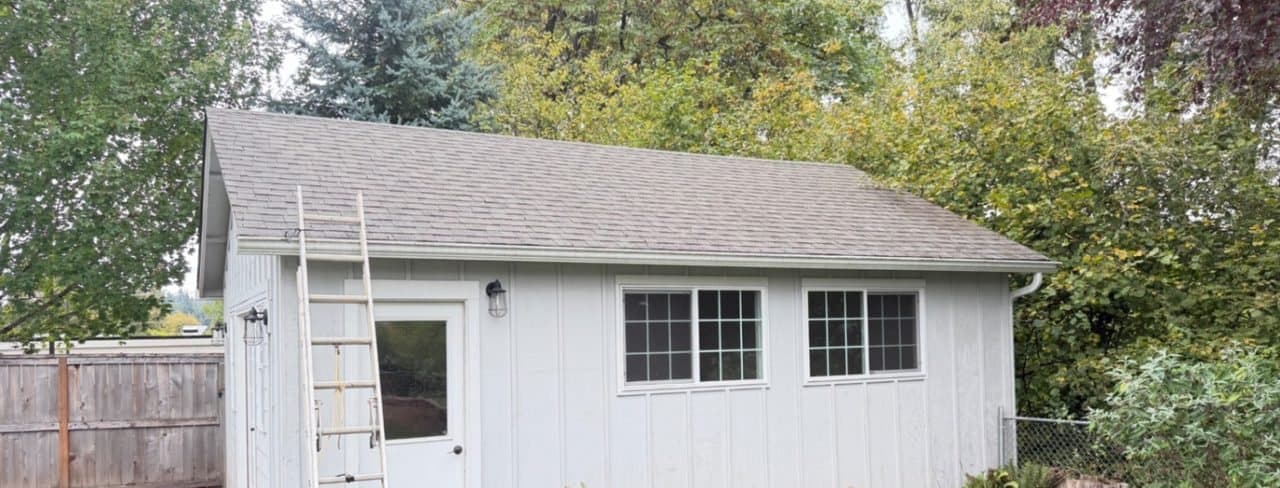 The same roof clean and even after a Brisk soft wash